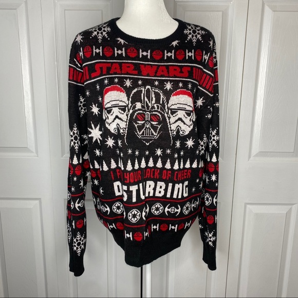 Star Wars Sweaters - Star Wars Christmas Themed Sweater Black Red 2XL